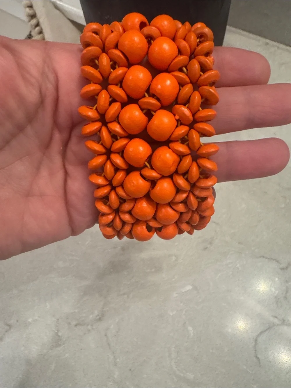 Orange Beaded Stretch Bracelet for Women